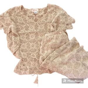 Crochet ruffle top and skirt set